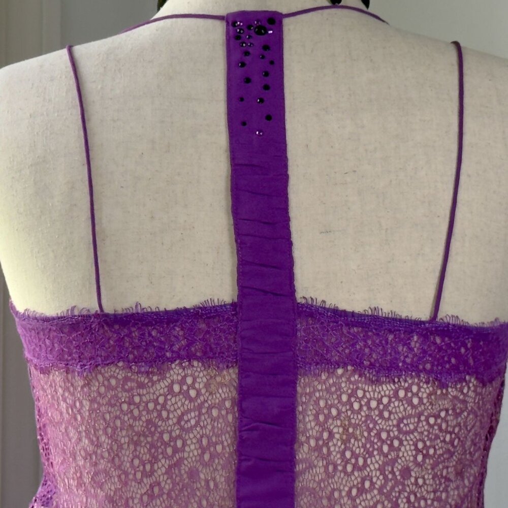 Free People Sweet Escape Camisole Fairy Purple Lace Large Rave Whimsigoth Y2K - Picture 5 of 9